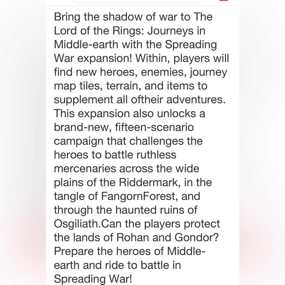 LORD OF THE RINGS NWT journey in middle earth spreading war game expansion - Picture 8 of 10
